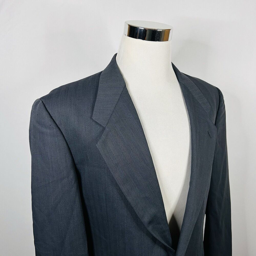 Mani x Giorgio Armani 42L Sport Coat Dark Gray Herringbone Wool Blend Two Button